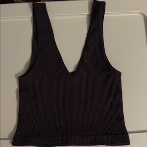 Women’s Ribbed Reversible Crop Tank — Black